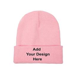 Whhzhao Maßgeschneiderte Beanie-Mütze mit personalisiertem Text, Foto und Logo Strickmütze mit Bündchen für Männer und Frauen von Whhzhao