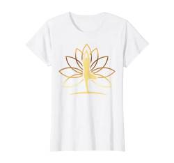 Damen Goldener Lotus Weiß Yoga T-Shirt von White Yoga Shirts For Women