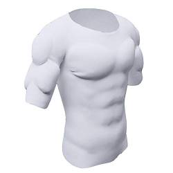 Herren Gefälschter Brustmuskel Gepolstertes T-Shirt Schulterpolster Body Shaper Kurzärmelig Unterwäsche,White,XL von Whlucky