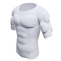 Whlucky Falsch Brustmuskel T-Shirt Schulter gepolstert Atmungsaktiv Unsichtbar Simulation Abs Muskel Unterhemd Komisch Cosplay Kostüm,White,l von Whlucky