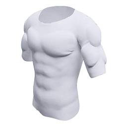 Whlucky Falsch Brustmuskel T-Shirt Schulter gepolstert Atmungsaktiv Unsichtbar Simulation Abs Muskel Unterhemd Komisch Cosplay Kostüm,White,s von Whlucky