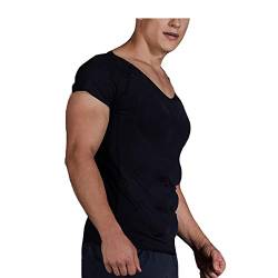 Whlucky Herren Fake Abdominal Brustmuskeln Body Shaper Atmungsaktiv Komfort Gepolstertes Muskel-T-Shirt Unterhemd,Black,m von Whlucky