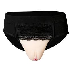 Whlucky Silikon Kamelzehe Unterhose Gefälschte Vagina Crossdresser Transgender Gaffel verstecken Slip Kurze Hose,Black,XL von Whlucky