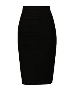 Whoinshop Damen Stretchy Slim Fit Midi-Bleistiftrock mit Rei?verschluss Schwarz M von Whoinshop