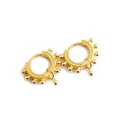 Creolen 8mm, Damen Schmuck Ohrringe Vergoldet mit Perlen mit 925 Silberner Nadel Knorpel Piercing Ohr für Frauen von Whoiy
