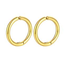 Creolen Edelstahl Damen, Tragus Ohrringe Set Runde Form 14cm Clip Ohrringe Gold Ohr Schmuck Anclipsen von Whoiy