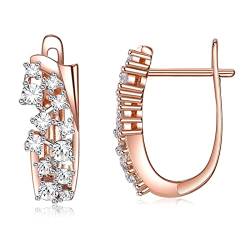 Ohrringe Rosegold Creolen, Strass Ohrringe Hochzeit mit Blumenwelle 18.5X7MM Ohrringgeschenk für Frauen Jugendlich Mädchen von Whoiy