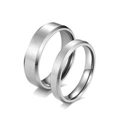 Ringe für Herren Edelstahl, Wedding Ring 2 Stück 4/6mm Gebürsteter Silberring mit Abgeschrägter Kante für Hochzeit Versprechen von Whoiy