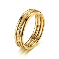 Whoiy 3-Teiliges Set Ringe Damen Gold 6MM, Ehering Stapelbar Edelstahl Verlobungsringe Und Eheringe für Sie Größe 57 (18.1) von Whoiy