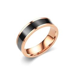 Whoiy Ausgefallene Trauringe Rosevergoldet mit Gravur, Edelstahl Ringe Emaille Ring Hochzeit 6MM für Frauen Größe 65 (20.7) von Whoiy