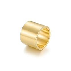 Whoiy Bandringe Vergoldet mit Gravur, Edelstahl Ringe Breit Matt Ringe Eheringe 18MM für Herren Größe 60 (19.1) von Whoiy