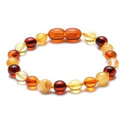 Whoiy Beads Armband Herren, Kette Armband Herren Bernstein Orange Rot Bernsteinperlen Perlenarmband 19cmx8mm von Whoiy