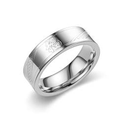 Whoiy Chinesisches Wort Ringe Frauen Silber 6MM, Verlobungsring Poliert Edelstahl Ausgefallene Verlobungsringe mit Personalisiert Gravur für Sie Größe 65 (20.7) von Whoiy