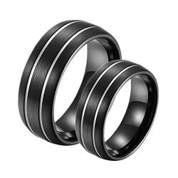 Whoiy Couple Rings Black, Eternity Ring Wolframcarbid 2 Stück 8mm Gebürsteter Ring mit Rille für Hochzeit Versprechen von Whoiy