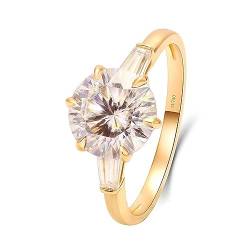 Whoiy Damen Ringe Gold 585, Elegant Runder Schnitt 3ct Moissanit Verlobungsring Solitär 14K Echt Eheringe Trauringe Gelbgold für Frauen Großer 54 (17.2) von Whoiy