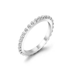 Whoiy Damen Ringe Gravur Personalisiert Einzigartig 2.2MM Ring Schmuck Verlobung, Edelstahl Ausgefallene Eheringe Silber für Sie Größe 49 (15.6) von Whoiy