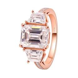 Whoiy Damen Trauringe Rosegold 750, Elegant 3ct Moissanit Echt Verlobungsring 18 Karat Echtgold Verlobungsring Hochzeitsringe für Frauen Größe 62 (19.7) von Whoiy