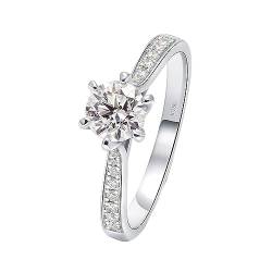 Whoiy Damen Trauringe Weisgold 585, Solitär Runder Schnitt 0.5ct Laborgezüchteter Diamanten Echt Verlobungsring 14 Karat Echtgold Verlobungsring Hochzeitsringe für Frauen Größe 49 (15.6) von Whoiy