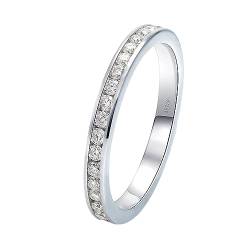 Whoiy Damenringe Gold 14 Karat, Weissgold 585 Verlobungs Eheringe Ewigkeit 0.01ct Moissanite Echtgold Hochzeit Trauringe für Damen Großer 48 (15.3) von Whoiy