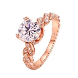 Whoiy Damenringe Gold 750, 2ct Moissanit Verlobungs Eheringe Damen Elegant Echt 18 Karat Rosegold Hochzeitsringe für Frauen Großer 51 (16.2) von Whoiy