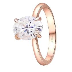 Whoiy Echtgold Hochzeitsring Damen, Oval Solitär 2ct Moissanite Trauring 18K Rosegold Ehering Verlobungsringe für Frauen Gr 61 (19.4) von Whoiy