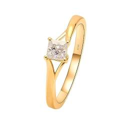 Whoiy Echtgold Trauring Damen, Solitär 0.6ct Moissanite Hochzeitsring 14K Gelbgold Ehering Verlobungsringe für Frauen Gr 52 (16.6) von Whoiy