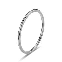 Whoiy Edelstahl Ehering Verlobungsring Männer Dünn, Silber Ringe Poliert 1MM Modeschmuck Ringe Größe 49 (15.6) von Whoiy