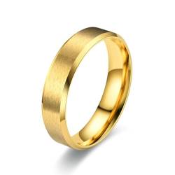 Whoiy Edelstahl Eheringe Freundschaftsringe Männer Matt, Gold Ringe Schlicht Band 6MM Ringe Partnerringe Gravur Personalisiert Größe 52 (16.6) von Whoiy