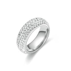 Whoiy Edelstahl Ringe Frauen Ewigkeit Zirkonia, Silber Verlobungsringe 8MM Freundschaftsringe Modern Gravur Personalisiert Größe 62 (19.7) von Whoiy