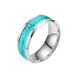 Whoiy Edelstahl Ringe Frauen Herzschlag, Silber Verlobungsringe Und Eheringe Leuchtend 8MM Freundschaftsringe Best Friends Gravur Personalisiert Größe 62 (19.7) von Whoiy