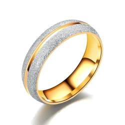 Whoiy Edelstahl Ringe Frauen Matt, Vergoldet Ringe Verlobungsring 6MM Eheringe Partnerringe Trauringe Gravur Personalisiert Größe 54 (17.2) von Whoiy