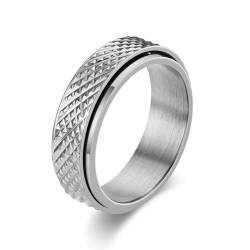 Whoiy Edelstahl Ringe Frauen Spinner, Silber Verlobungsring Ring 6MM Bandringe Gravur Personalisiert Größe 52 (16.6) von Whoiy