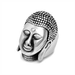 Whoiy Edelstahl Ringe Herren Buddha, Silber Ring Schmuck Verlobung Ausgefallene Eheringe Gravur Personalisiert Größe 65 (20.7) von Whoiy