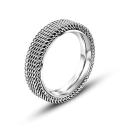 Whoiy Edelstahl Ringe Herren Einzigartig, Silber Ring Hochzeit 4MM Eheringe Gravur Personalisiert Größe 49 (15.6) von Whoiy