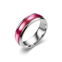 Whoiy Edelstahl Ringe Männer Emaille, Rosa Verlobungs Ring Poliert 6MM Hochzeit Ring Gravur Personalisiert Größe 52 (16.6) von Whoiy