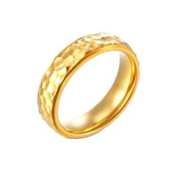 Whoiy Ehering Verlobungsring Damen 6MM mit Personalisiert Gravur, Gold Ringe Poliert Edelstahl Ringe Hochzeit für Sie Größe 65 (20.7) von Whoiy