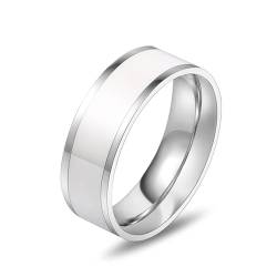 Whoiy Ehering Verlobungsring Weiß für Ihn, Edelstahl 7MM Emaille Ringe Eheringe Herren mit Gravur Größe 65 (20.7) von Whoiy