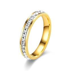 Whoiy Eheringe Hochzeitsringe Damen 4MM mit Personalisiert Gravur, Vergoldet Ringe Ewigkeit Edelstahl Trauringe Eheringe mit Zirkonia für Sie Größe 54 (17.2) von Whoiy