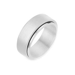 Whoiy Eheringe Hochzeitsringe Silber mit Gravur, Edelstahl Ringe Spinner Matt Partnerringe Hochzeit 8MM für Herren Größe 54 (17.2) von Whoiy