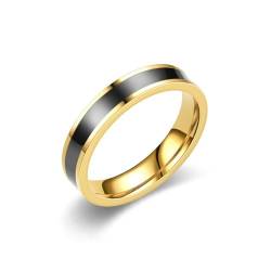 Whoiy Emaille Ringe Herren Gold 4MM, Eheringe Partnerringe Trauringe Edelstahl Ringe Verlobungsringe mit Personalisiert Gravur für Ihn Größe 62 (19.7) von Whoiy