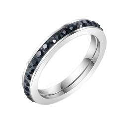 Whoiy Ewigkeit Ringe Männer Schwarz 3.5MM mit Zirkonia, Ehering Edelstahl Verlobungsringe Zum Valentinstag mit Personalisiert Gravur für Ihn Größe 52 (16.6) von Whoiy