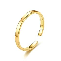 Whoiy Frauen Ringe Dünn Offener Ring 2MM Eheringe Hochzeitsringe, Edelstahl Verstellbar Titanringe Eheringe Gold Größe 57 (18.1) von Whoiy