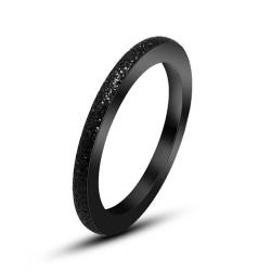 Whoiy Frauen Ringe Gravur Personalisiert Sandstrahl Glitzer 2MM Eheringe, Edelstahl Wedding Bands Rings Schwarz Größe 62 (19.7) von Whoiy