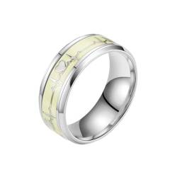 Whoiy Frauen Ringe Herzschlag Edelstahl, Silber Verlobungsring Und Ehering Ehebandring 8MM Personalisiert Gravur für Sie Größe 60 (19.1) von Whoiy