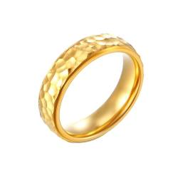 Whoiy Frauen Ringe Poliert Edelstahl, Vergoldet Hochzeit Ringe Partnerringe Hochzeit 6MM Personalisiert Gravur für Sie Größe 52 (16.6) von Whoiy