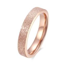 Whoiy Frauen Ringe Sandstrahl Glitzer Edelstahl, Rosevergoldet Ring Hochzeit Ehering Verlobungsring 4MM Personalisiert Gravur für Sie Größe 57 (18.1) von Whoiy