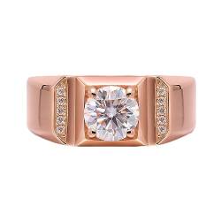 Whoiy Gold Eheringe Männer 585, Runder Schnitt Elegant 1ct Moissanit Hochzeitsringe Echt Rosegold 14K Trauringe Verlobungsring für Herren Größe 60 (19.1) von Whoiy