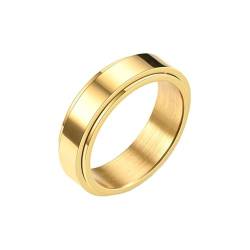 Whoiy Gold Eheringe Verlobung Spinner, Frauen Verlobungsring Und Ehering 6MM Poliert Edelstahl Ringe mit Gravur Größe 52 (16.6) von Whoiy