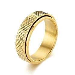 Whoiy Gold Freundschafts Ringe Spinner, Männer Partnerringe Valentinstag 6MM Edelstahl Ringe mit Gravur Größe 67 (21.3) von Whoiy