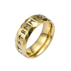 Whoiy Gold Freundschafts Ringe Wikinger Gothic, Herren Partnerringe Eheringe 8MM Edelstahl Ringe mit Gravur Größe 62 (19.7) von Whoiy